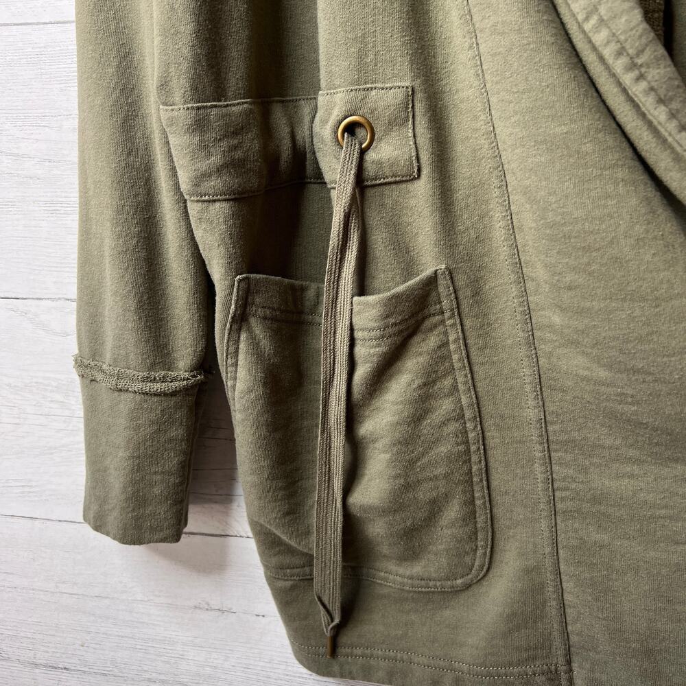 Knox Rose Jacket Womens Size XL Olive Green Drape Front Cotton Blend Pockets - Picture 12 of 16